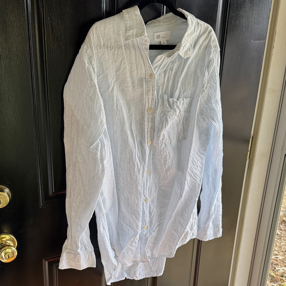 GAP penstrip wrinkled linen look Boyfriend Fit Shirt